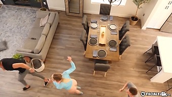 Gamer Girl Receives Multiple Facials In Steamy Video